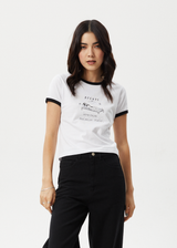 AFENDS Womens Baked - Ringer Baby Tee - White - Afends womens baked   ringer baby tee   white 