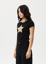 Afends Womens Aster - Baby Tee - Black - Afends womens aster   baby tee   black 