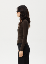Afends Womens Landed - Knit Cardigan - Coffee - Afends womens landed   knit cardigan   coffee 