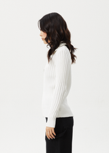 Afends Womens Vision - Knit Zip Through Cardigan - White - Afends womens vision   knit zip through cardigan   white 