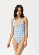 Afends Womens Position - Check One Piece - Lake Check - Afends womens position   check one piece   lake check 