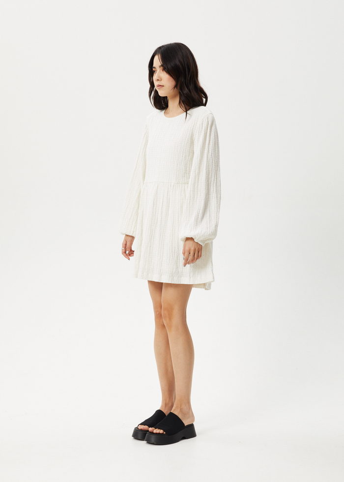 Afends Womens Focus - Seersucker Mini Dress - White 