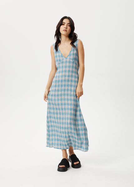 AFENDS Womens Position - Seersucker Short Sleeve Shirt - Lake Check