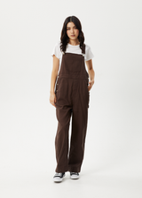 AFENDS Womens Louis - Oversized Overalls - Coffee - Afends womens louis   oversized overalls   coffee 