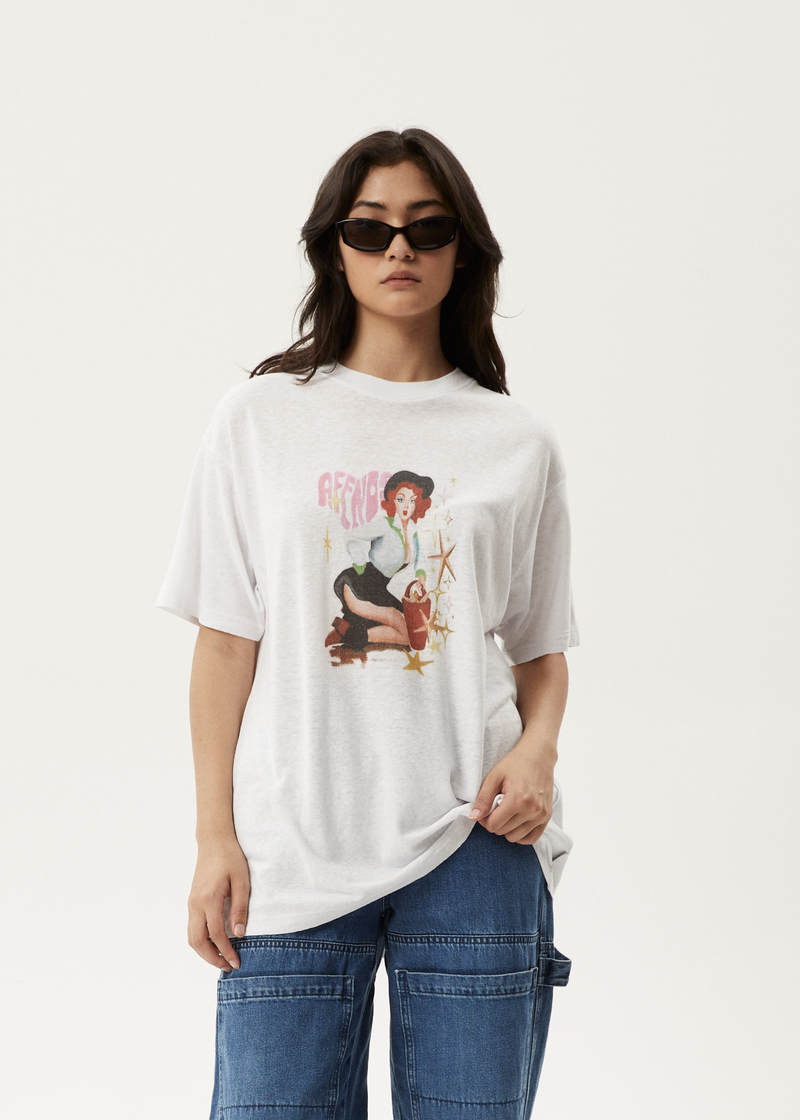 Afends Womens Worlds Above - Oversized T-Shirt - White