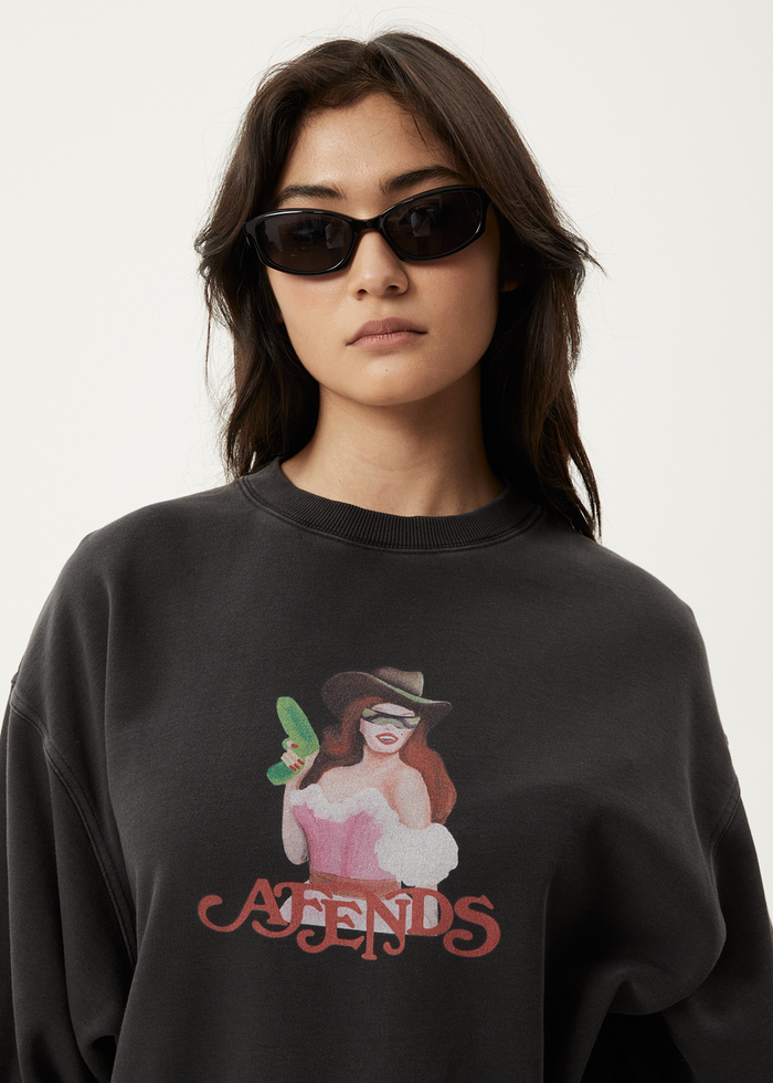 Afends Womens Worlds Above - Crew Neck - Charcoal 