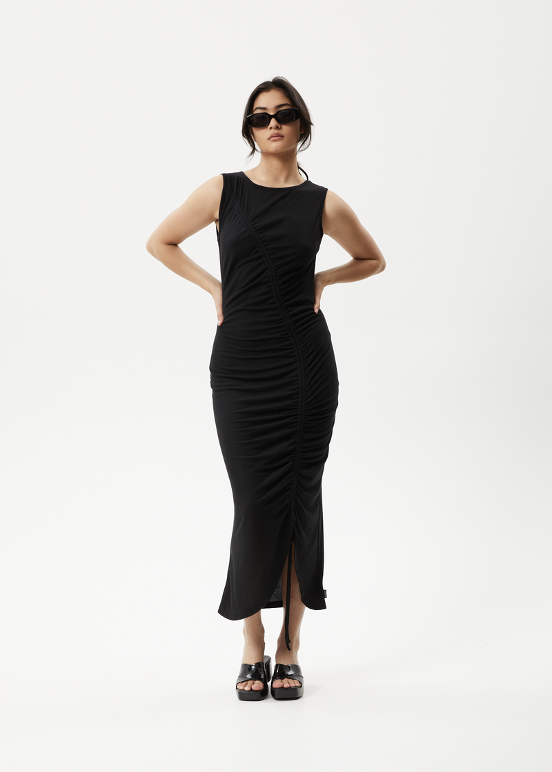 Afends Womens Mirage Bamboo - Sheer Maxi Dress - Black