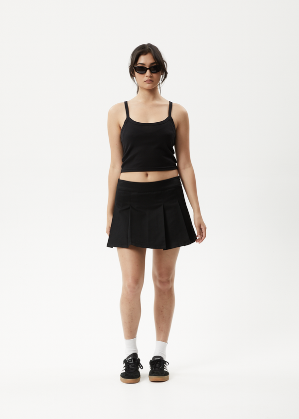 Afends Womens Carly - Pleat Mini Skirt - Black