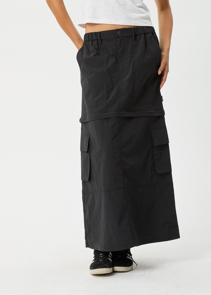 Afends Womens Instinct - Zip Off Maxi Skirt - Black 