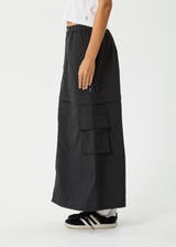Afends Womens Instinct - Zip Off Maxi Skirt - Black - Afends womens instinct   zip off maxi skirt   black 