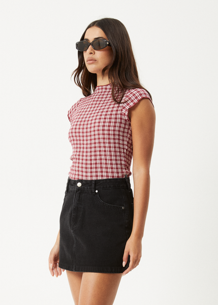 AFENDS Womens Willow Check - Top - Military Check