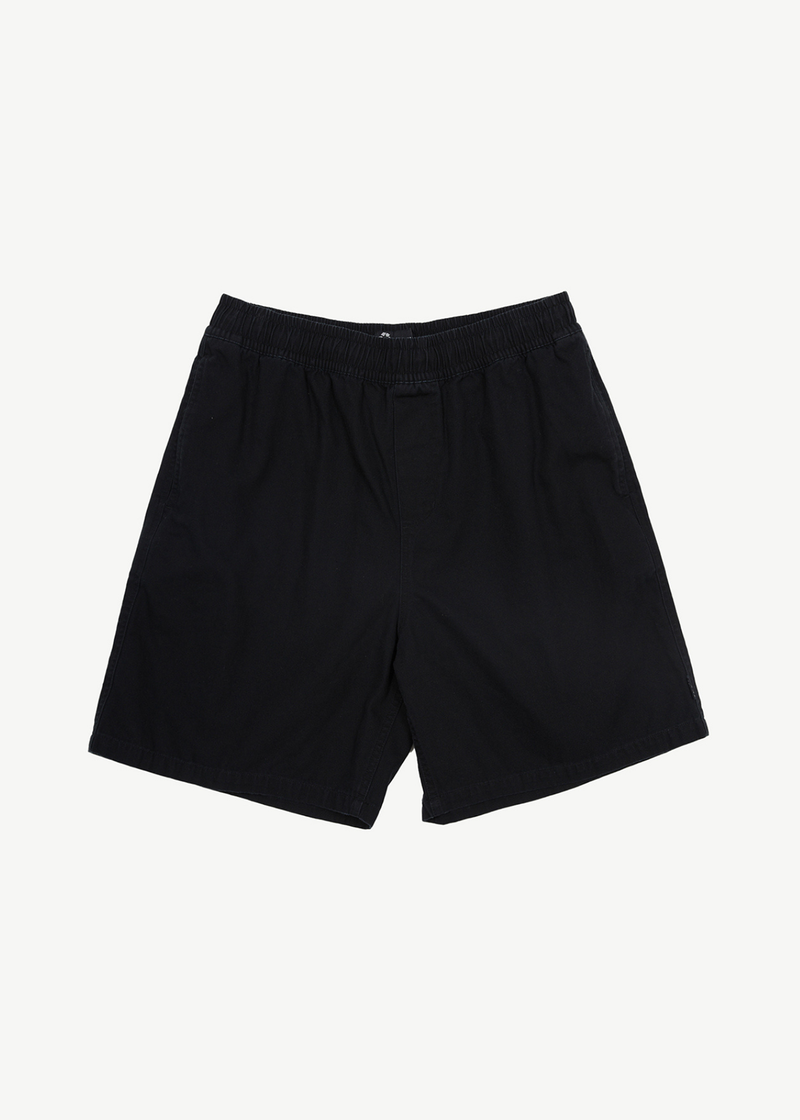 Afends Mens Ninety Eights - Recycled Baggy Elastic Waist Shorts - Black