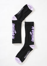 Afends Womens Tracks - Recycled Crew Socks - Charcoal - Afends womens tracks   recycled crew socks   charcoal a222668 cha os