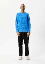 AFENDS Mens Icebergs - Knitted Crew Neck Jumper - Arctic - Afends mens icebergs   knitted crew neck jumper   arctic 