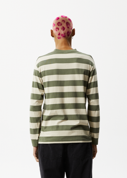 Afends Mens Needle - Recycled Striped Long Sleeve Logo T-Shirt