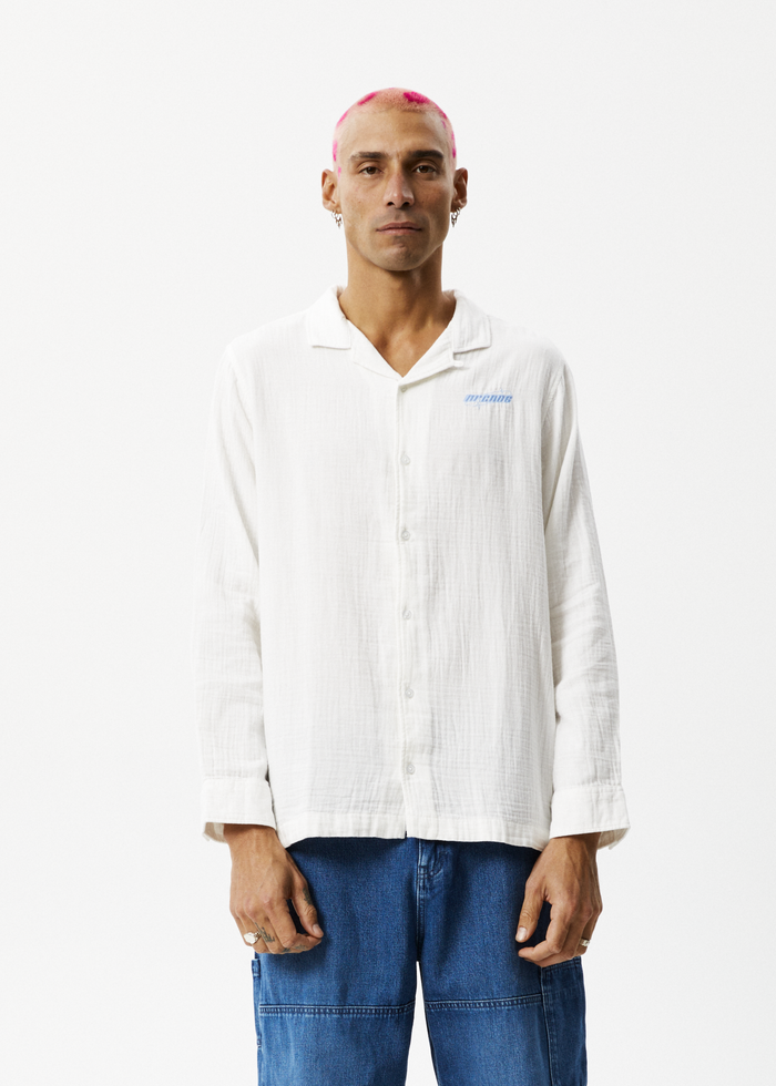 Afends Mens Stratosphere - Organic Long Sleeve Shirt - Off White 