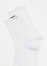 AFENDS Womens The Essential - Hemp Rib Socks - White - Afends womens the essential   hemp rib socks   white 
