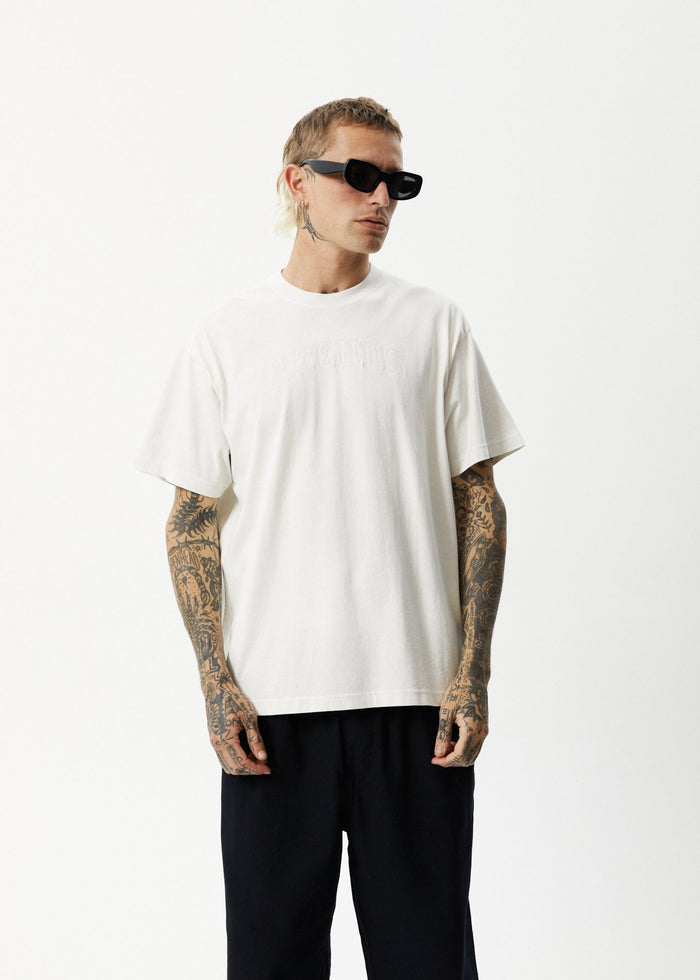 Afends Unlimited - Boxy Logo T-Shirt - Worn White 