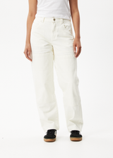 Afends Womens Moss - Organic Denim Carpenter Jeans - Off White - Afends womens moss   organic denim carpenter jeans   off white 