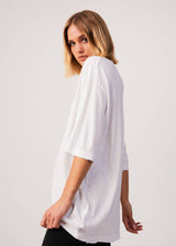 Afends Womens Shell - Hemp Oversized Graphic T-Shirt - White - Afends womens shell   hemp oversized graphic t shirt   white 