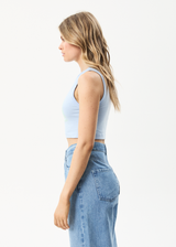 AFENDS Womens To Grow - Recycled Cropped Graphic Tank - Powder Blue - Afends womens to grow   recycled cropped graphic tank   powder blue 