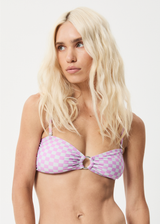 Afends Womens Carlo  - Recycled Check Bandeau Bikini Top - Candy - Afends womens carlo    recycled check bandeau bikini top   candy w215700 cdy xs
