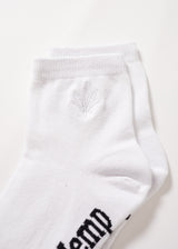 Afends Unisex Happy Hemp - Ankle Socks One Pack - White / White - Afends unisex happy hemp   ankle socks one pack   white / white 