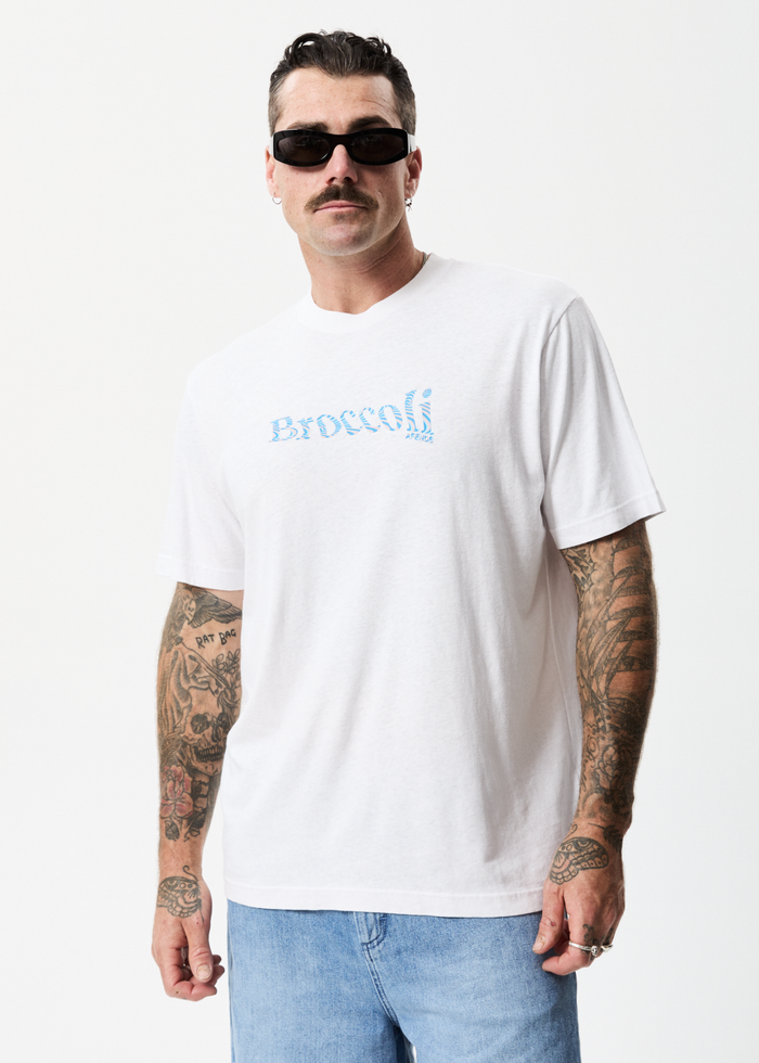 Afends Unisex Broccoli - Unisex Hemp Retro T-Shirt - White 