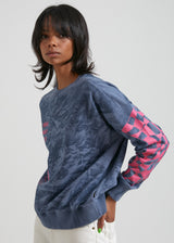 AFENDS Womens All Or Nothing - Hemp Slouchy Crew - Storm - Afends womens all or nothing   hemp slouchy crew   storm 