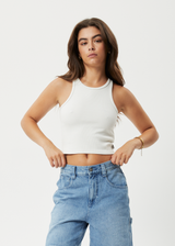 Afends Womens Pearly Cropped - Hemp Ribbed Singlet - Off White - Afends womens pearly cropped   hemp ribbed singlet   off white 
