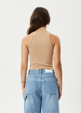 Afends Womens Pearly Cropped - Hemp Ribbed Singlet - Tan - Afends womens pearly cropped   hemp ribbed singlet   tan 