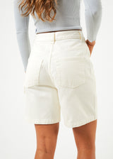 Afends Womens Emilie - Organic Denim Carpenter Shorts - Off White - Afends womens emilie   organic denim carpenter shorts   off white 