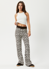 AFENDS Womens Alohaz - Recycled Knit Floral Pants - Coffee - Afends womens alohaz   recycled knit floral pants   coffee 