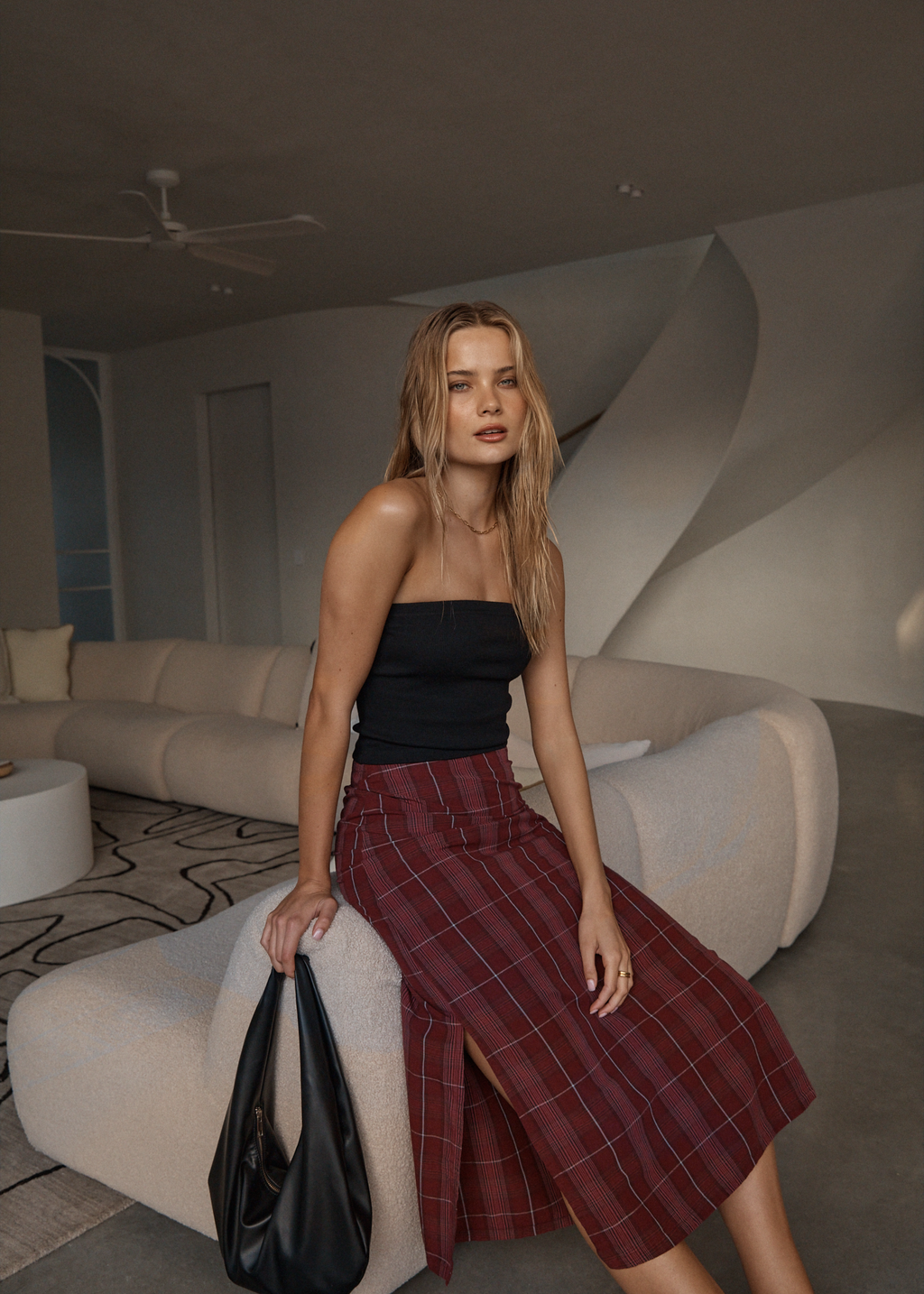 AFENDS Womens Eboni - Midi Skirt - Port