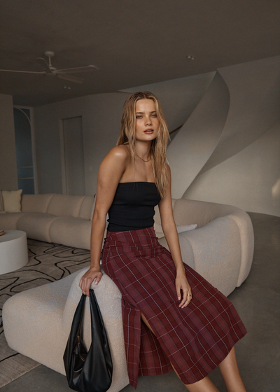 AFENDS Womens Eboni - Midi Skirt - Port