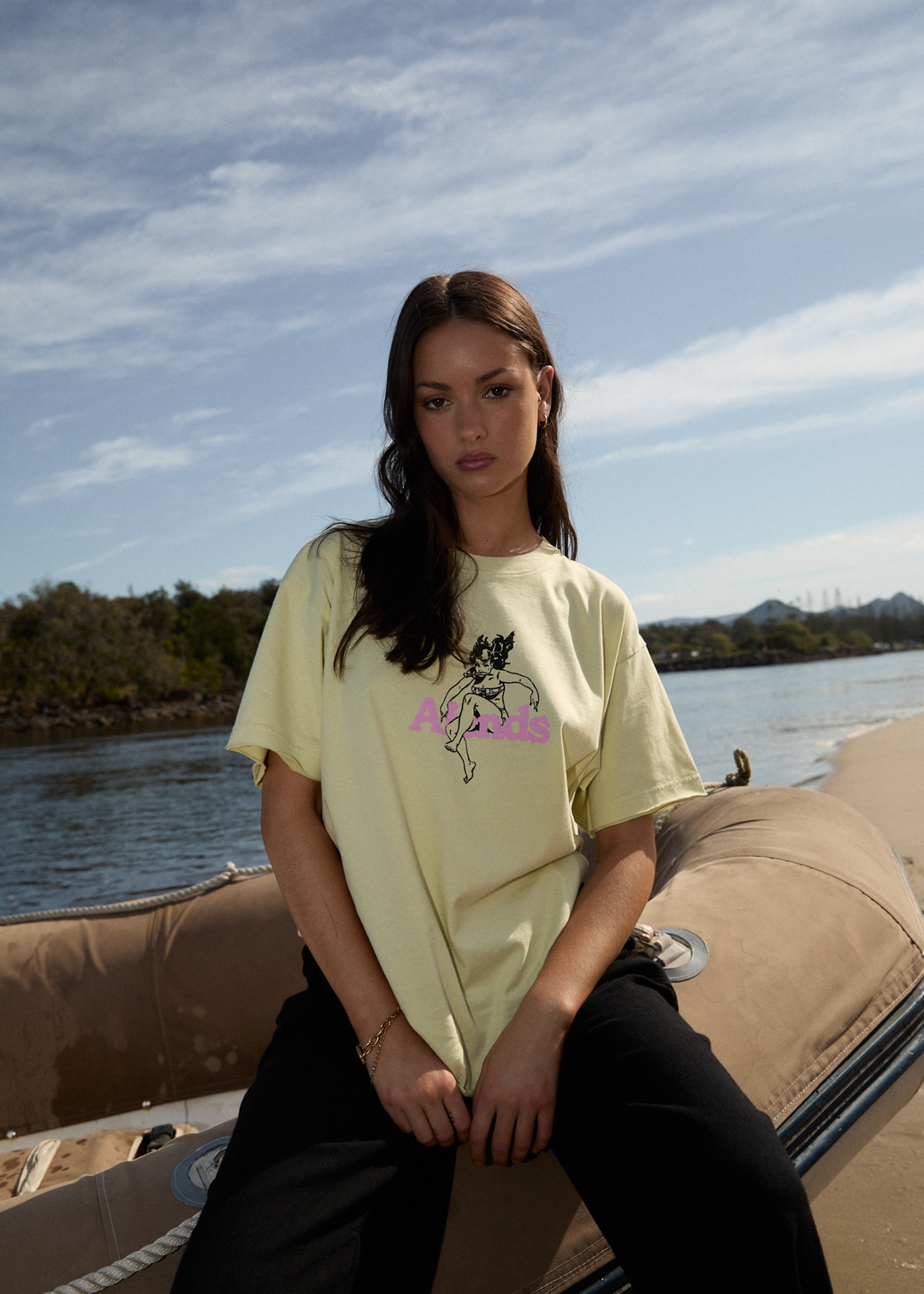 AFENDS Womens No Fury - Oversized Tee - Lemongrass 