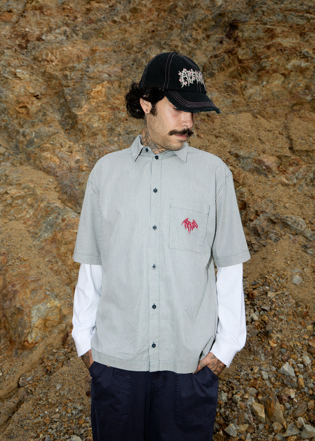 AFENDS Mens Bats - Striped Short Sleeve Shirt - Fuel