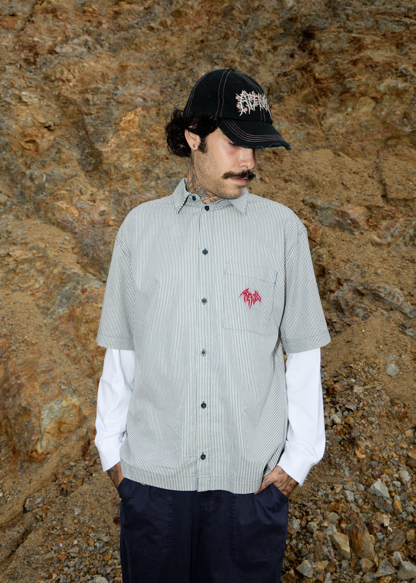 AFENDS Mens Bats - Striped Short Sleeve Shirt - Fuel