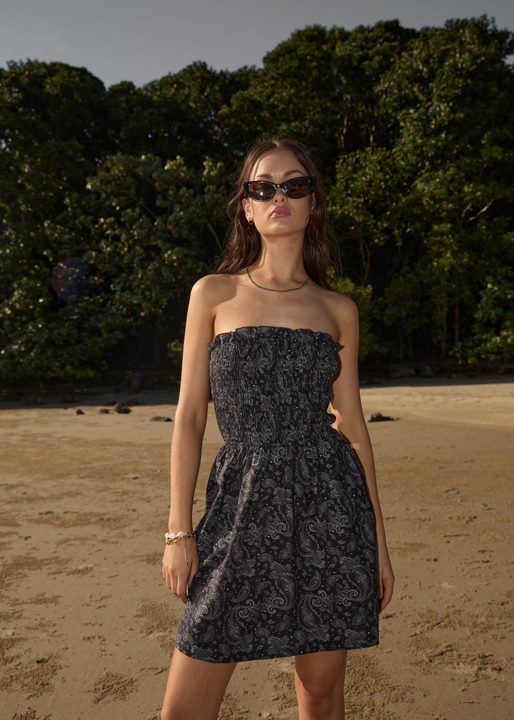 AFENDS Womens Paisley - Strapless Mini Dress - Black, S AFENDS Womens Paisley - Strapless Mini Dress - Black, S