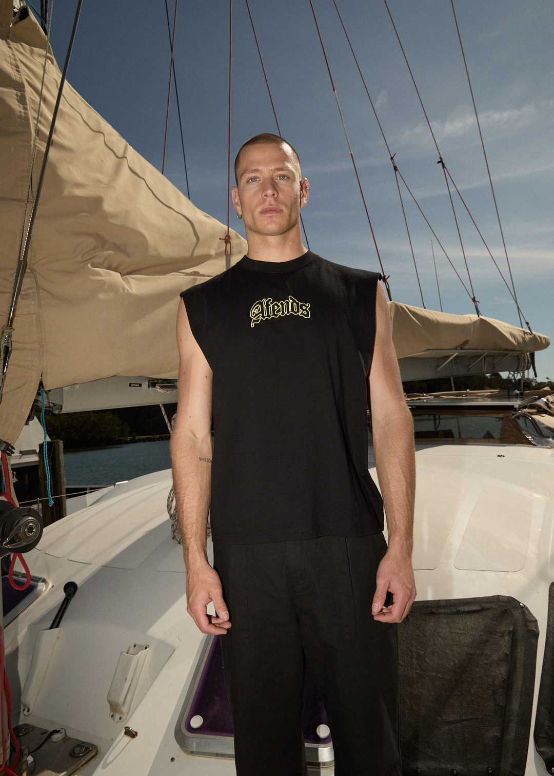 AFENDS Mens Home - Sleeveless Tee - Black 