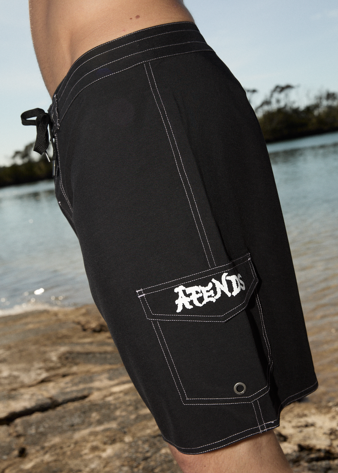 AFENDS Mens Creator - Surf Related Boardshorts 18" - Black 