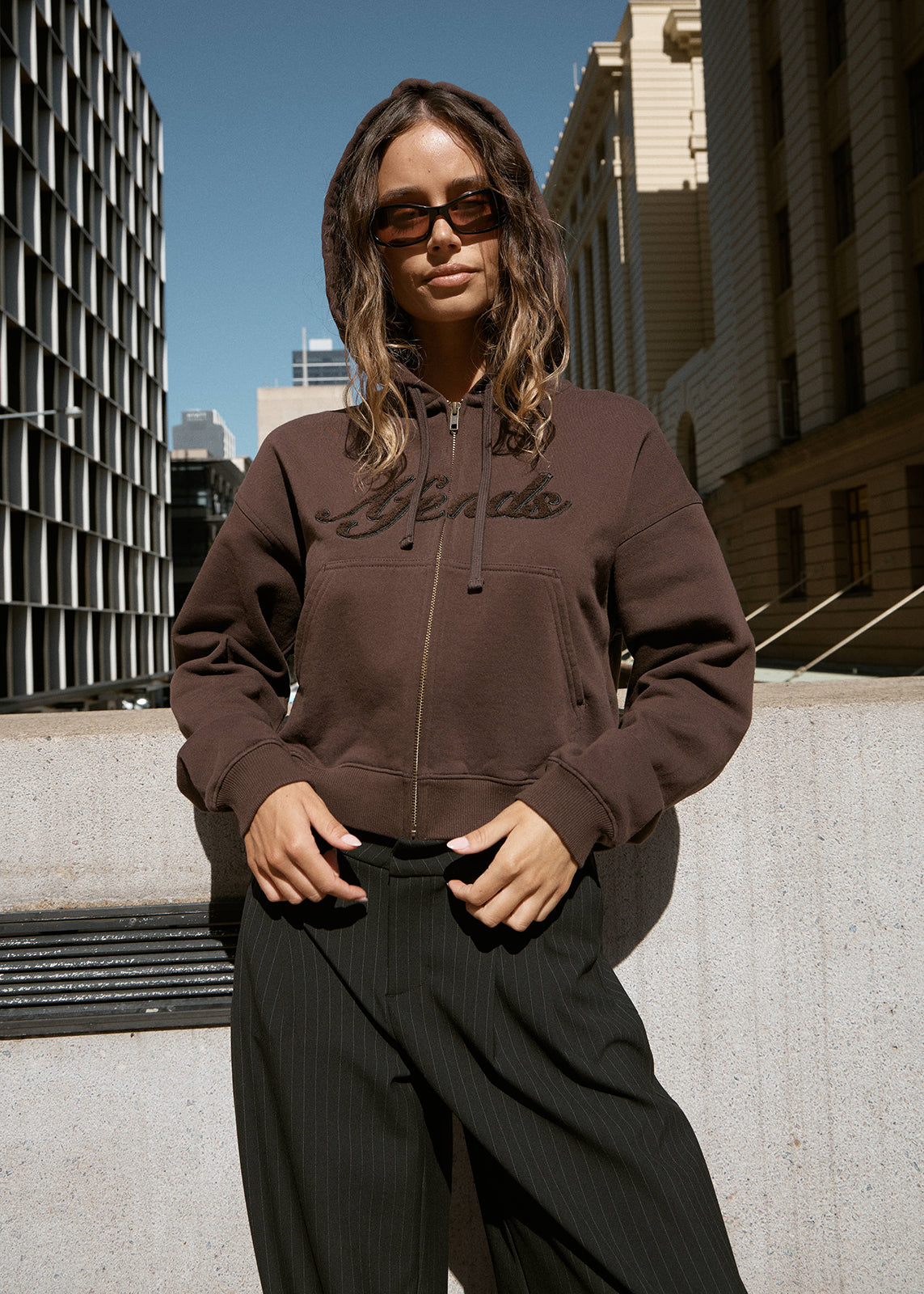 AFENDS Womens Kourt - Zip Hood - Coffee