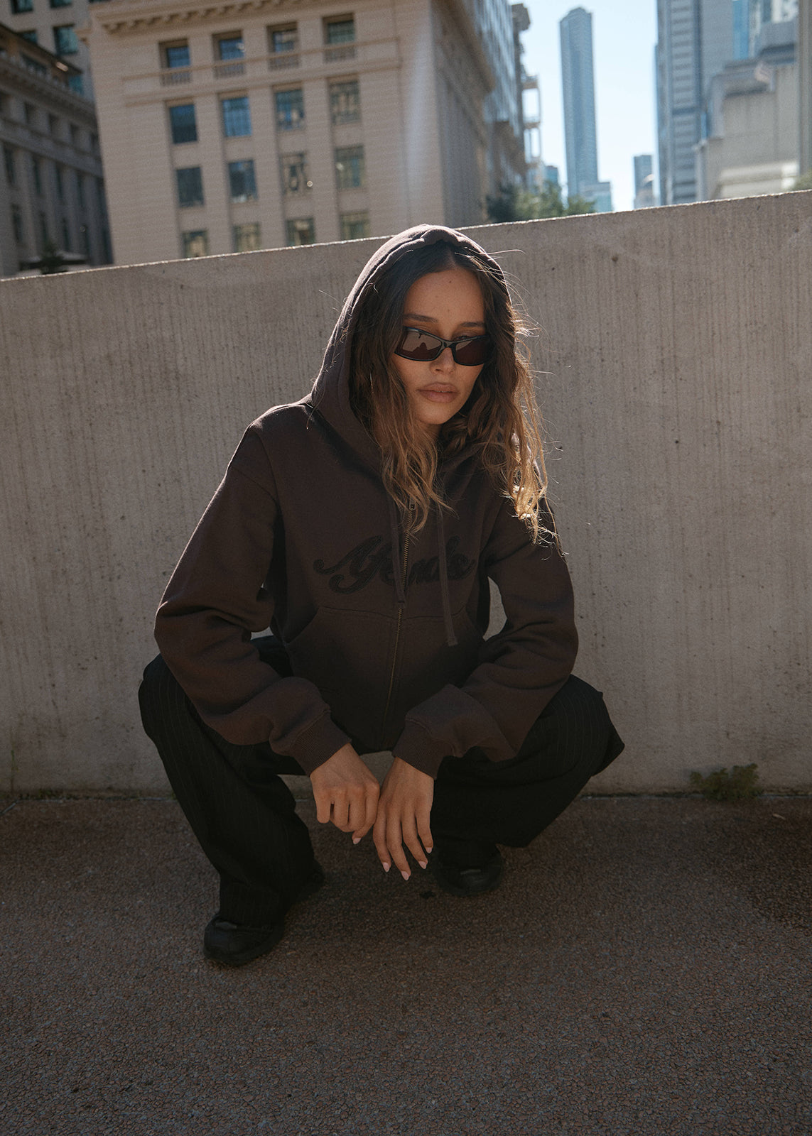 AFENDS Womens Kourt - Zip Hood - Coffee