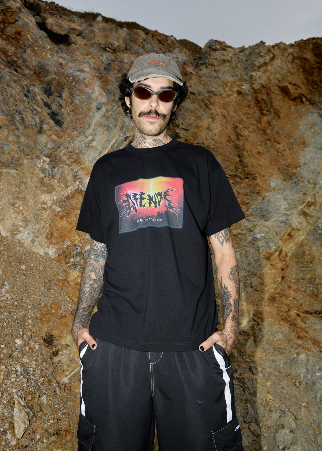 AFENDS Mens Study Club - Boxy Tee - Black