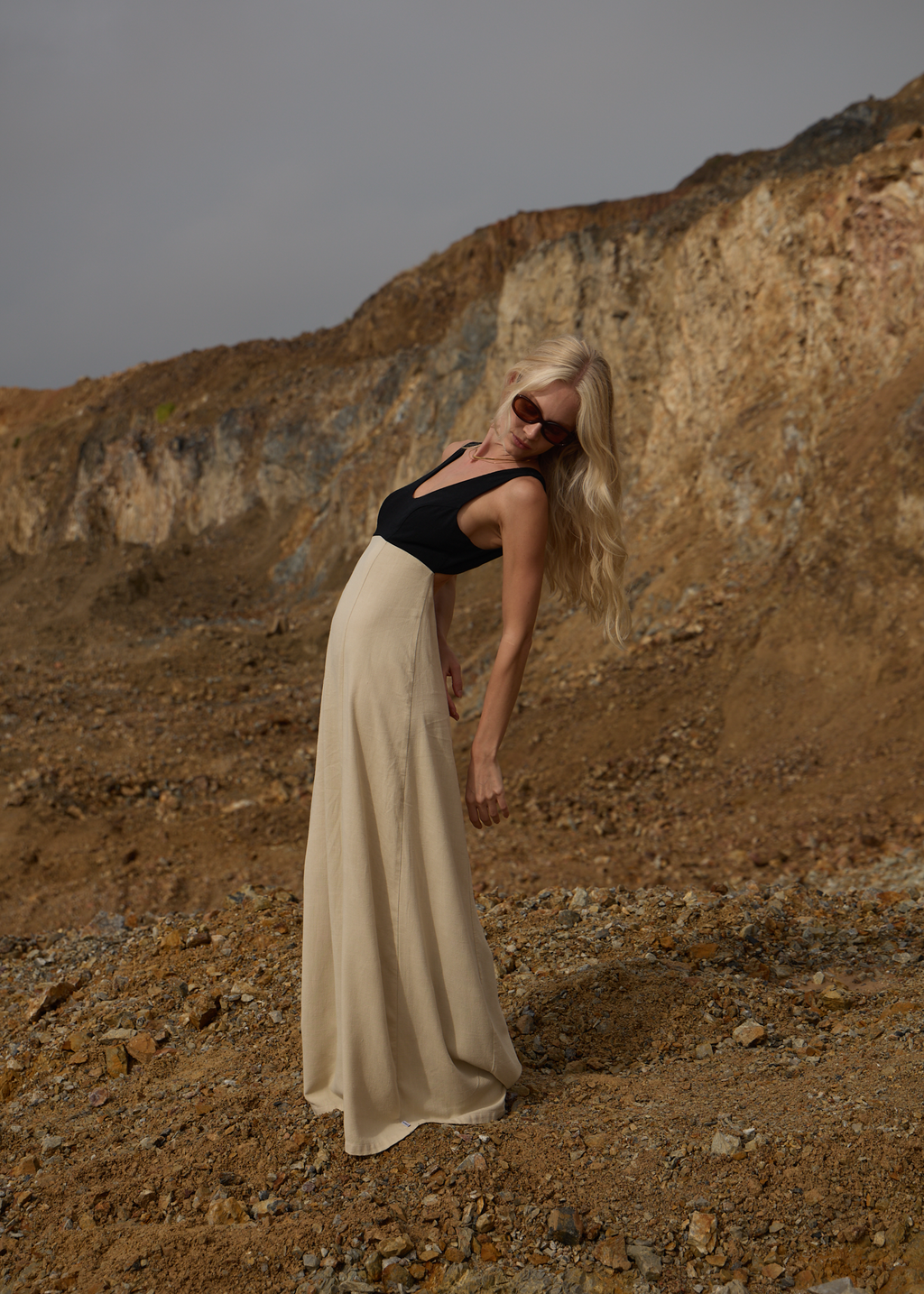 AFENDS Womens Charlotte - Maxi Dress - Biscuit / Black