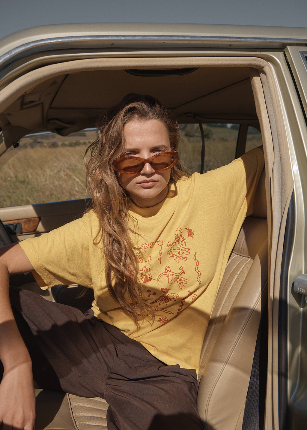 AFENDS Womens Holly - Oversized Tee - Mango