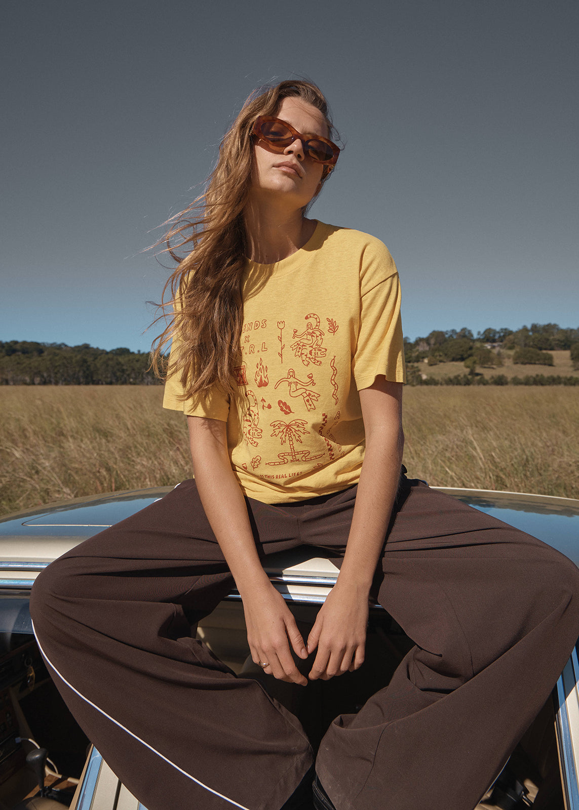 AFENDS Womens Holly - Oversized Tee - Mango