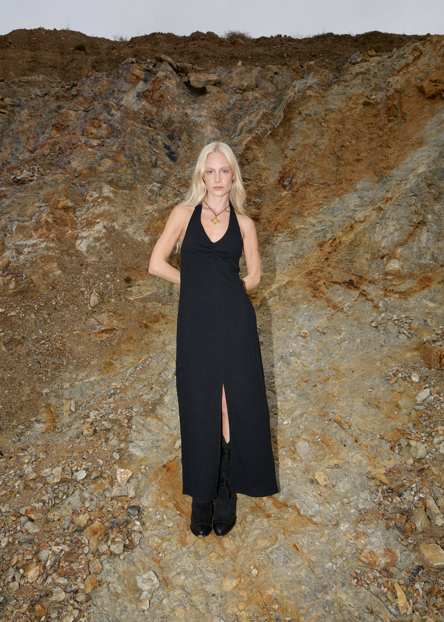 AFENDS Womens Andy - Seersucker Halter Maxi Dress - Black, M AFENDS Womens Andy - Seersucker Halter Maxi Dress - Black, M