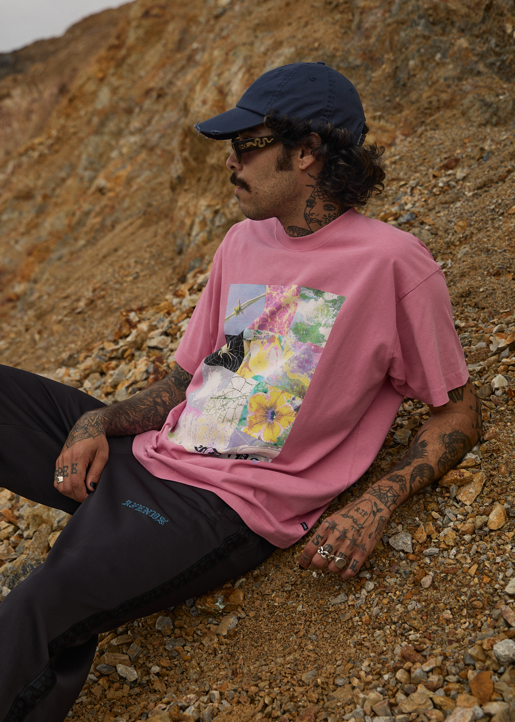 AFENDS Mens Sadworld - Heavyweight Boxy Tee - Washed Marrakesh