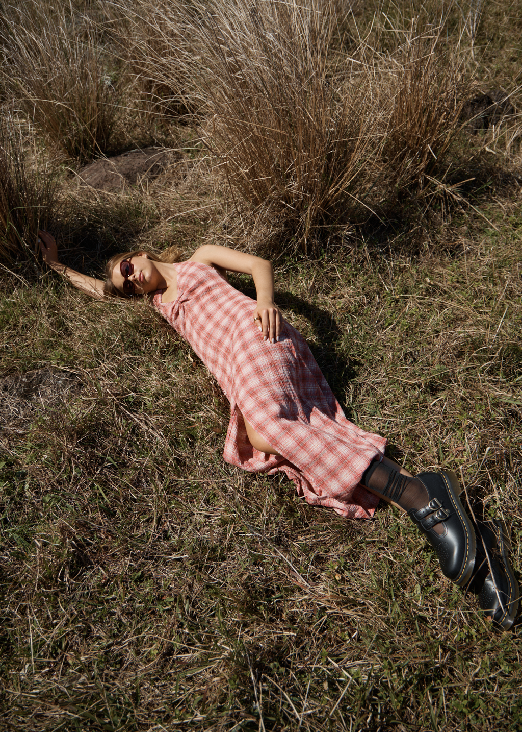 AFENDS Womens Andy - Seersucker Maxi Dress - Red Check